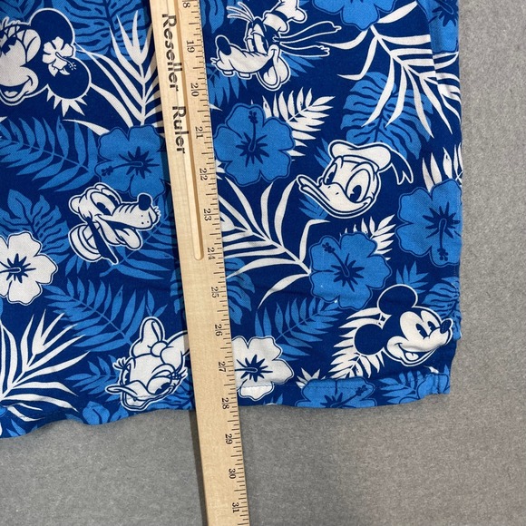 Disney Shirt Men Large Blue Aloha Hawaiian Tropical Hibiscus Flowers Mickey - Picture 10 of 12